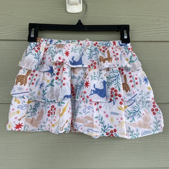 Mini Boden x Harry Potter White Tiered Floral Animal Skirt Drawstring Waist 4-5Y - Picture 4 of 6
